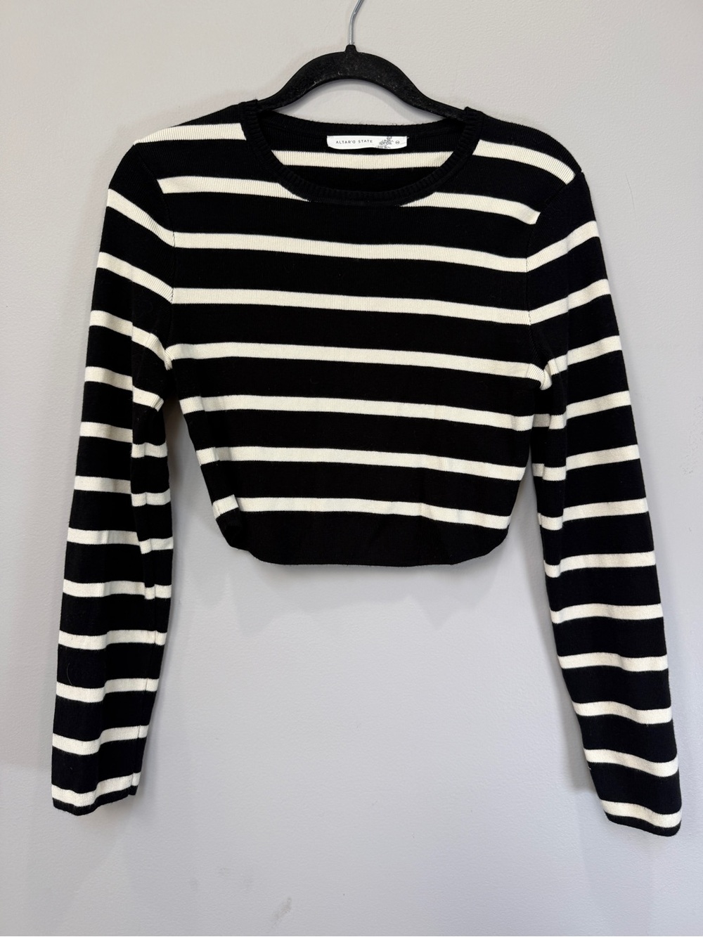 Altar'd State Black & White Striped Long Sleeve Top